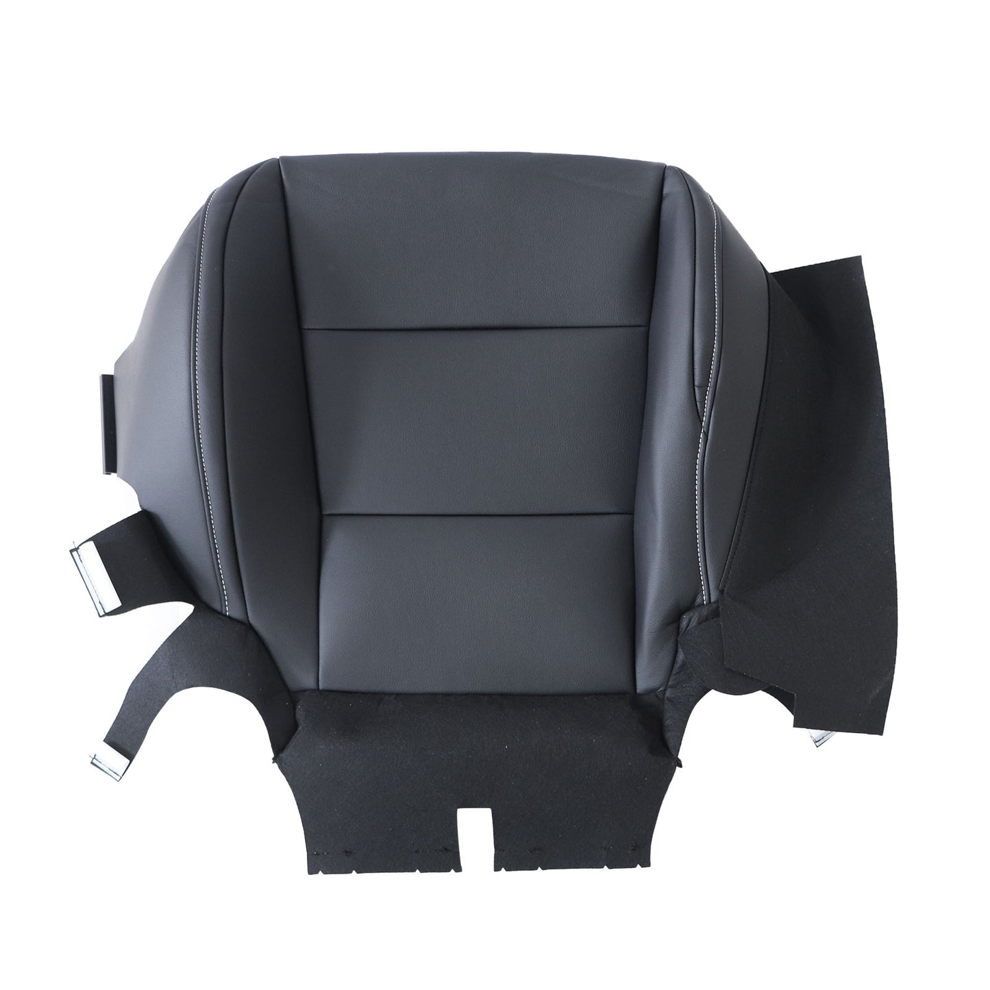 For 2013-2018 Toyota RAV4 Driver Bottom Leather Seat Cover Black W/ White Stitch