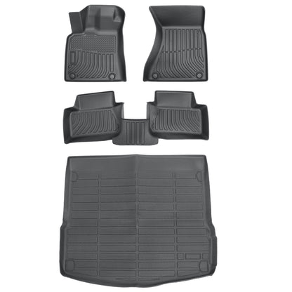 For 2014-2025 Porsche Macan Front+Rear TPE Floor Mats & Trunk Cargo Liner Black