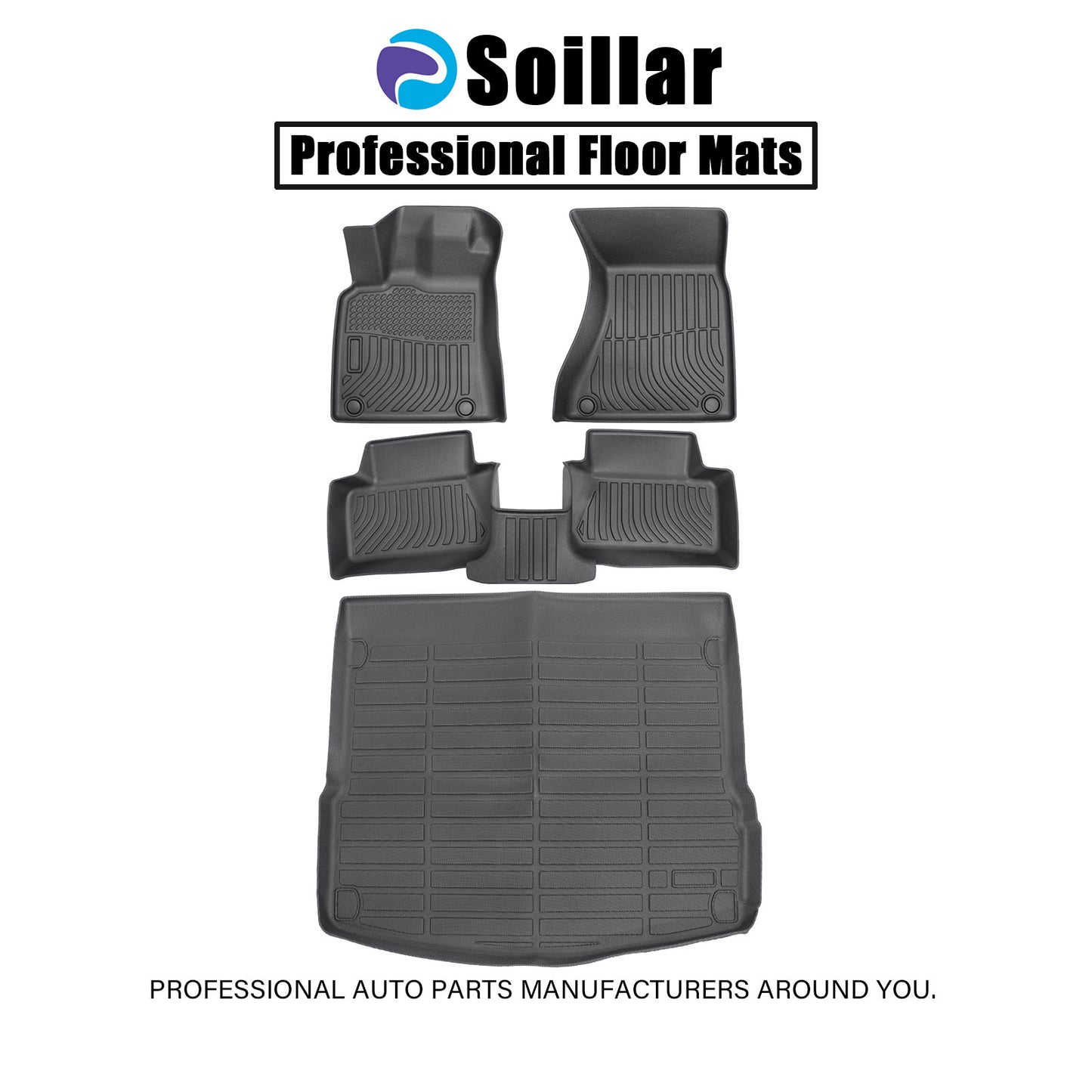 For 2014-2025 Porsche Macan Front+Rear TPE Floor Mats & Trunk Cargo Liner Black