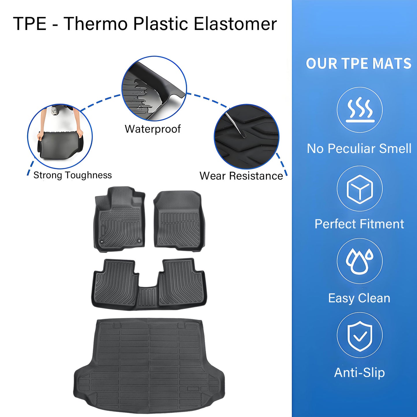 TPE Floor Mats Liners & Trunk Cargo Liner For 2023-2025 Honda HR-V 5-Passengers