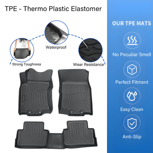 Front & Rear TPE Floor Mats Liners Black For 2014-2020 Nissan Rogue All Weather