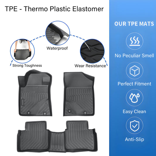 For 2016-2020 Nissan Maxima TPE Front & 2nd Row Floor Mats Liner Replacement 3D