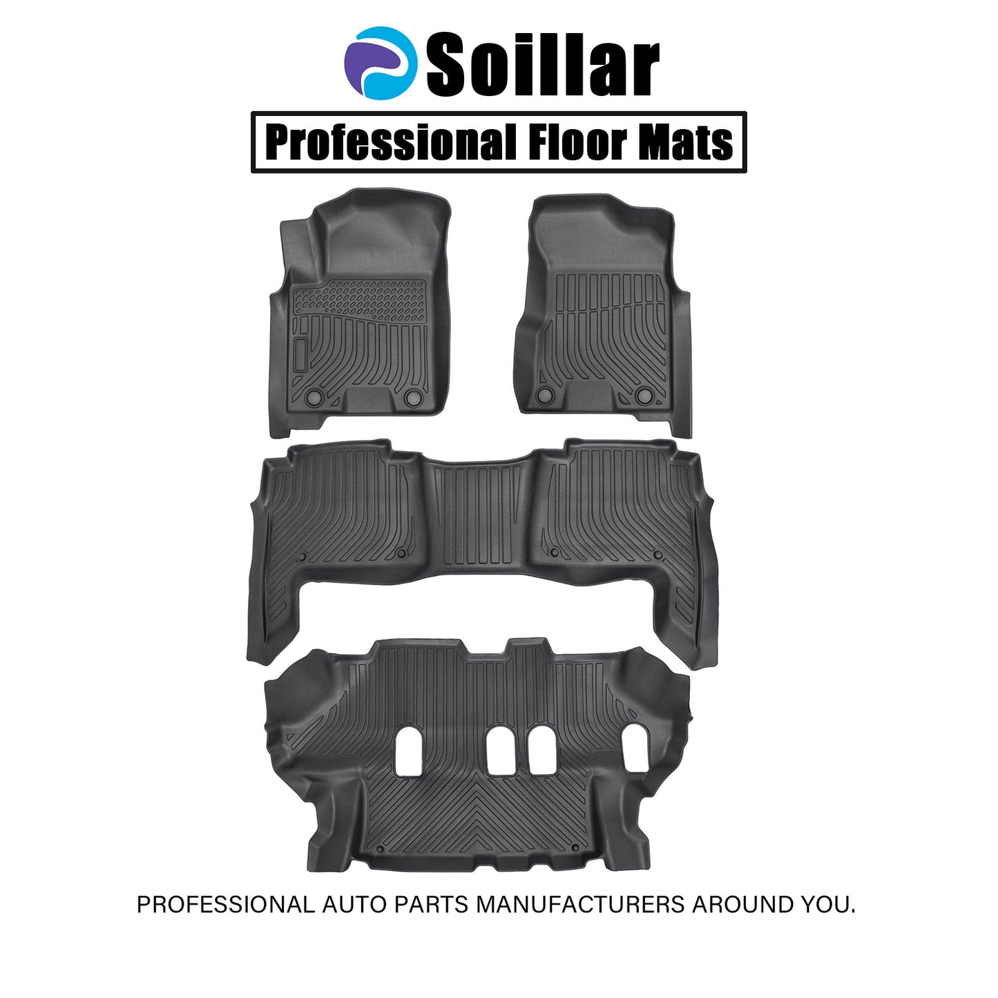 Floor Mats Liner TPE All Weather 3D For 2019-2024 Nissan Armada / Infiniti QX80