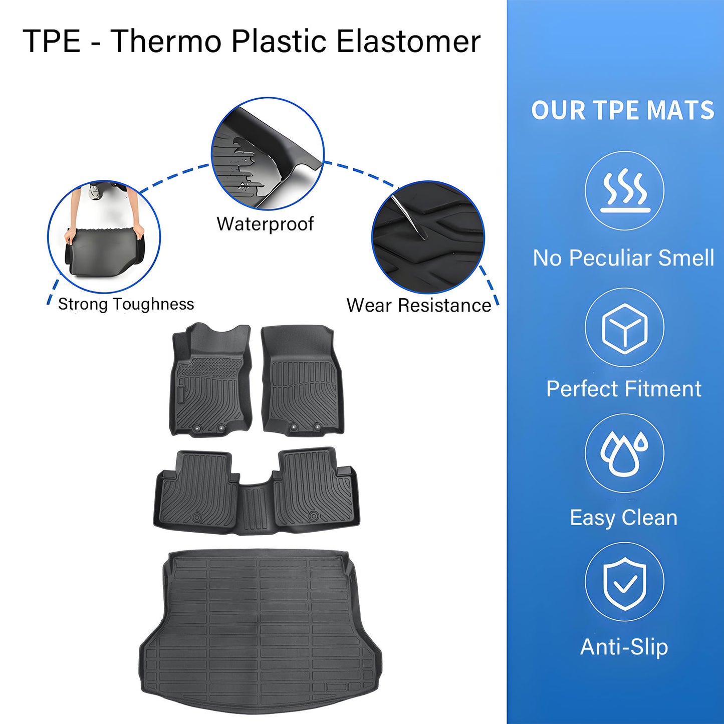 TPE Floor Mats Liners+Trunk Cargo Liner For 2014-2020 Nissan Rogue All Weather