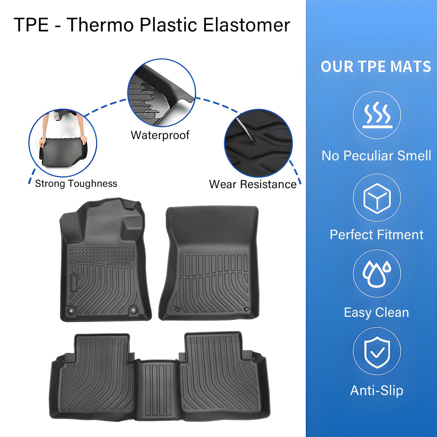 Floor Mats Liner For 2019-2025 Nissan Altima 4-Door Front-Rear All Weather TPE
