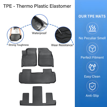 Floor Mats Liner TPE 3D Model 4PCS All-Weather Black For 2018-2024 Buick Enclave