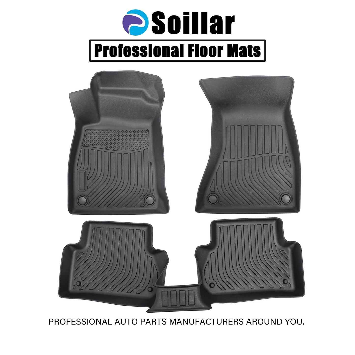 TPE Floor Mats Liner For 2017-2021 Audi A4 S4 A4 Allroad Front-Rear All Weather