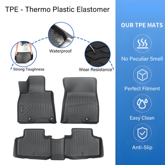 3D 1st+2nd Row Floor Mats Liner Full Cover Fits 2021 Genesis GV80 5/7 Seats TPE
