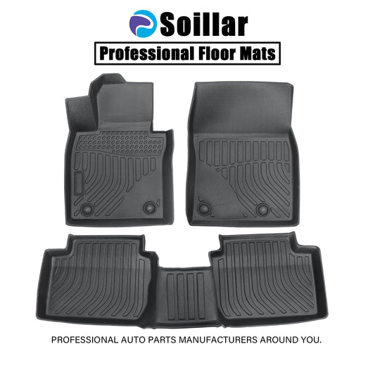 TPE Front & 2nd Row Floor Mats Liner All-Weather Black For 2019-2024 Mazda 3 AWD