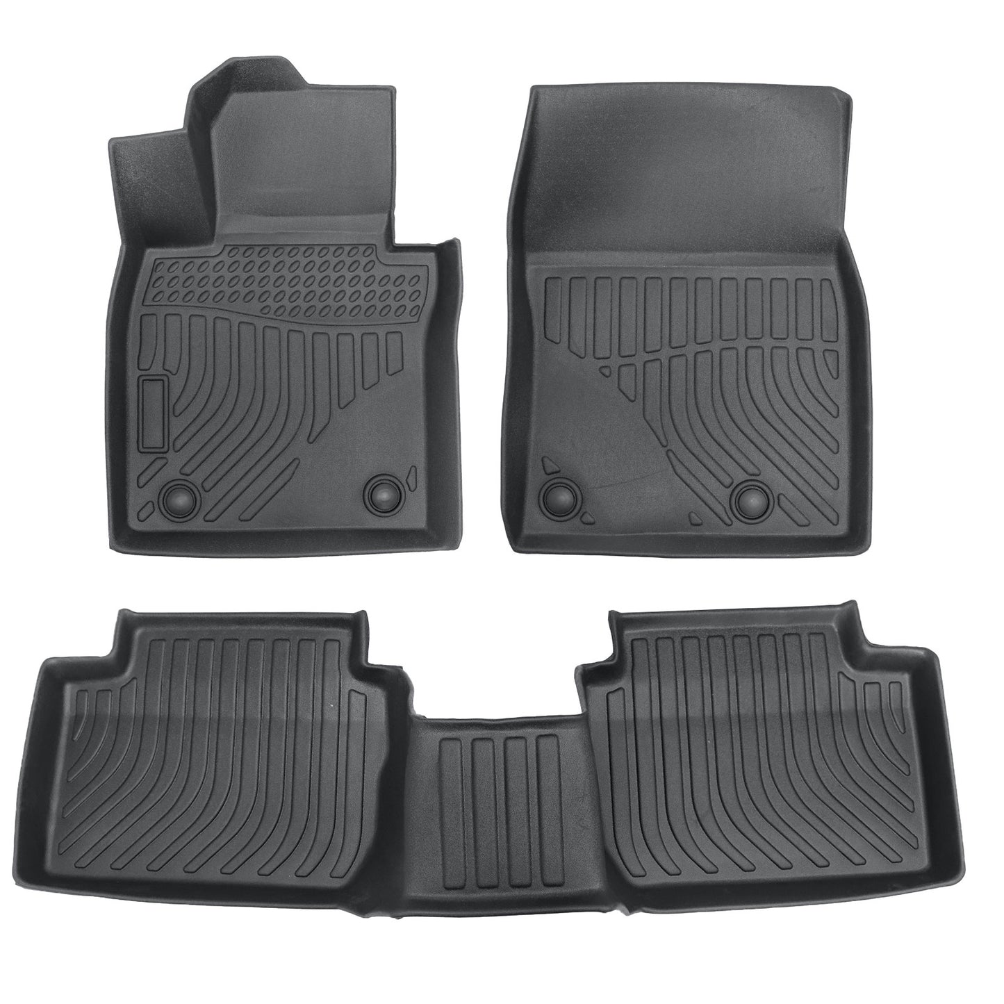 TPE Front & 2nd Row Floor Mats Liner All-Weather Black For 2019-2024 Mazda 3 AWD