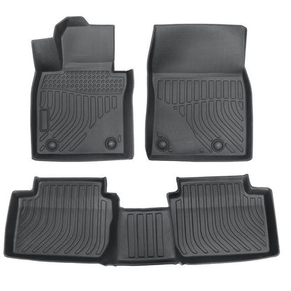 TPE Front & 2nd Row Floor Mats Liner All-Weather Black For 2019-2024 Mazda 3 AWD