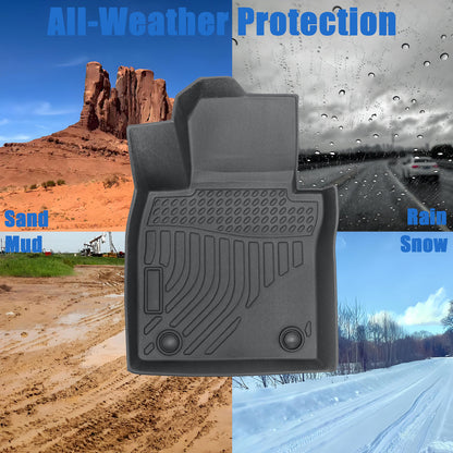 TPE Front & 2nd Row Floor Mats Liner All-Weather Black For 2019-2024 Mazda 3 AWD