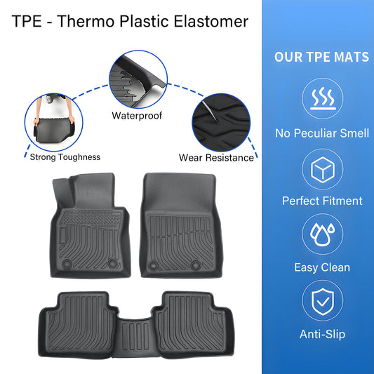 3D TPE Front & Rear Floor Mats Liner Waterproof For 2019-2024 Mazda 3 FWD Black