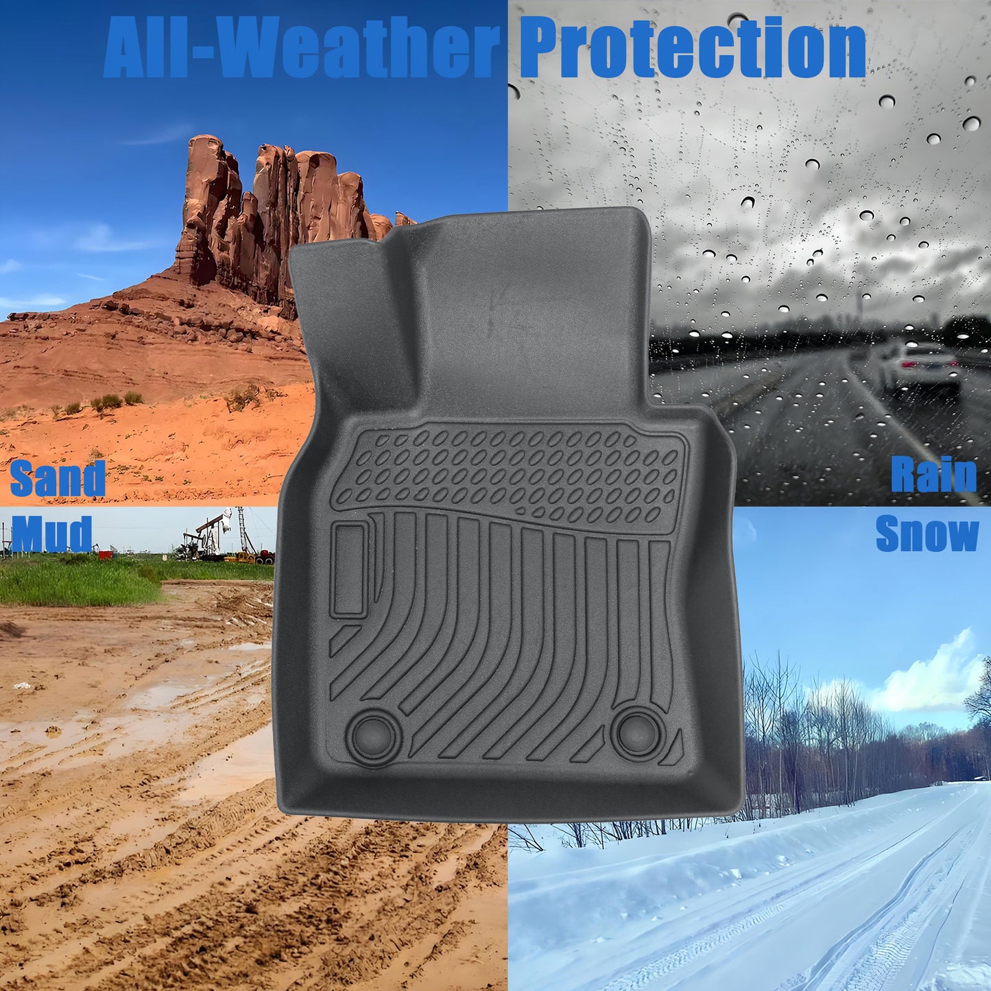 3D TPE Front & Rear Floor Mats Liner Waterproof For 2019-2024 Mazda 3 FWD Black