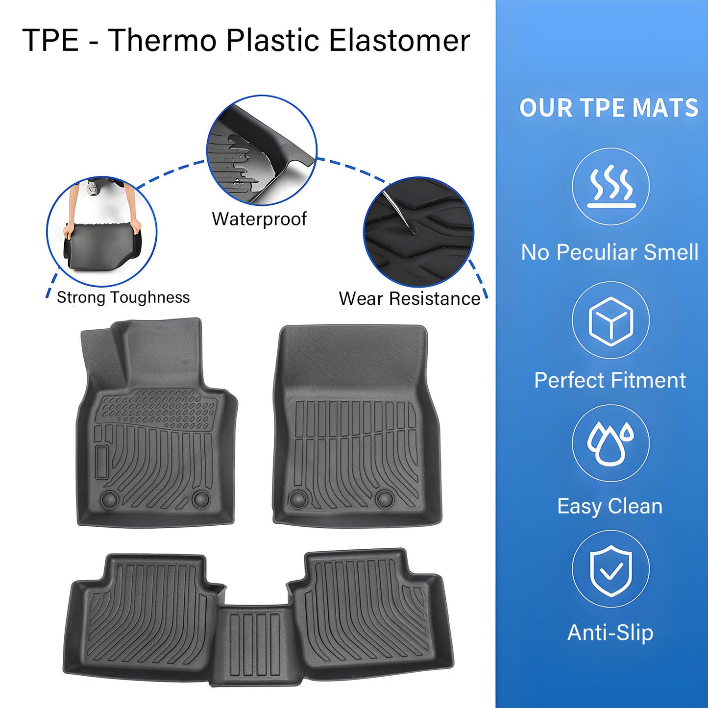 TPE Floor Mats Liner All-Weather For 2020 2021 2022 2023 2024 2025 Mazda CX-30