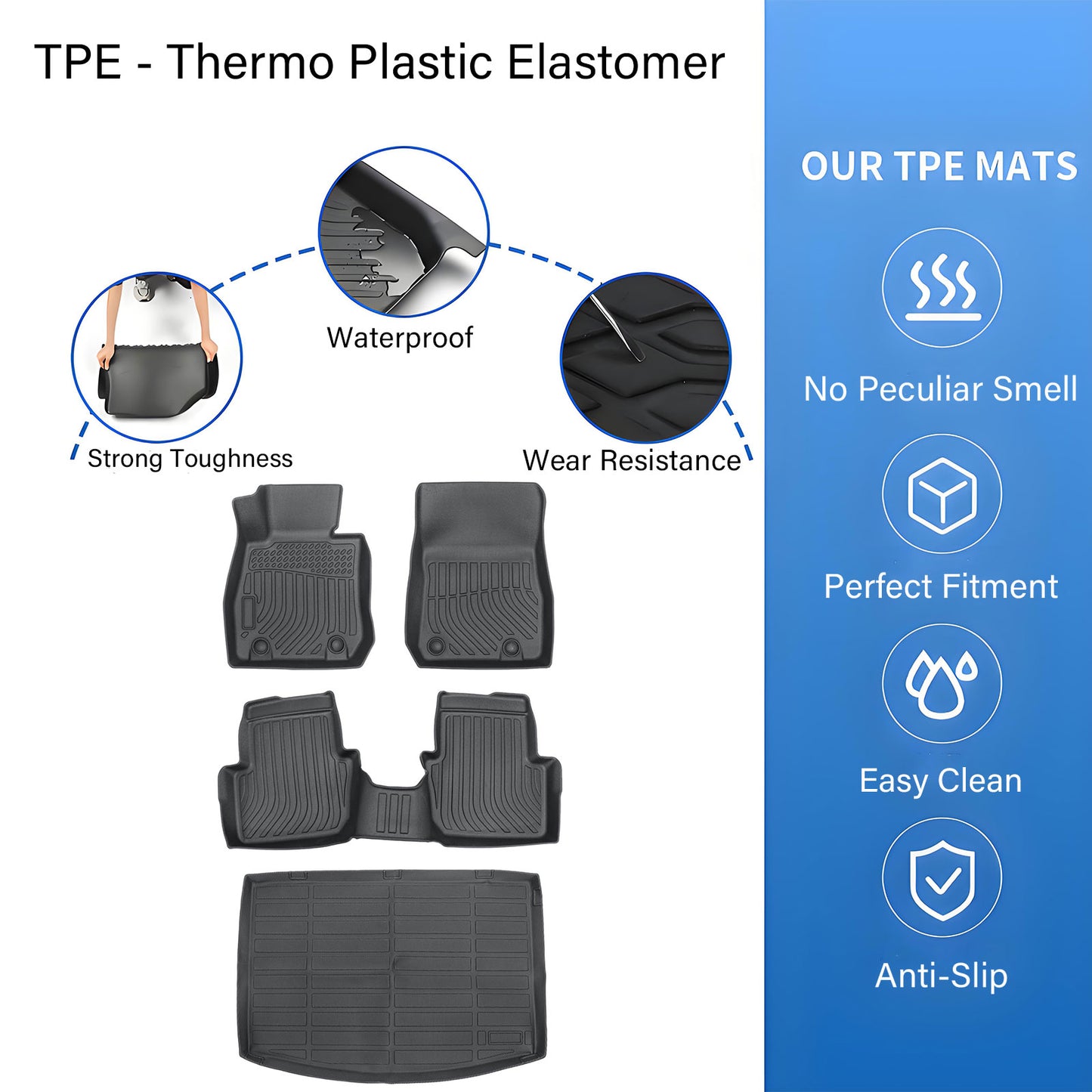 3D TPE Floor Mats Liners+Trunk Cargo Liner For 2016-2021 Mazda CX-3 All Weather