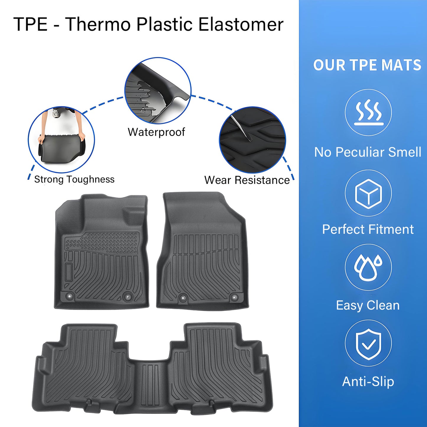 TPE Floor Mats Liner For 2017 2018 2019 2020 2021 2022 2023 2024 Nissan Murano