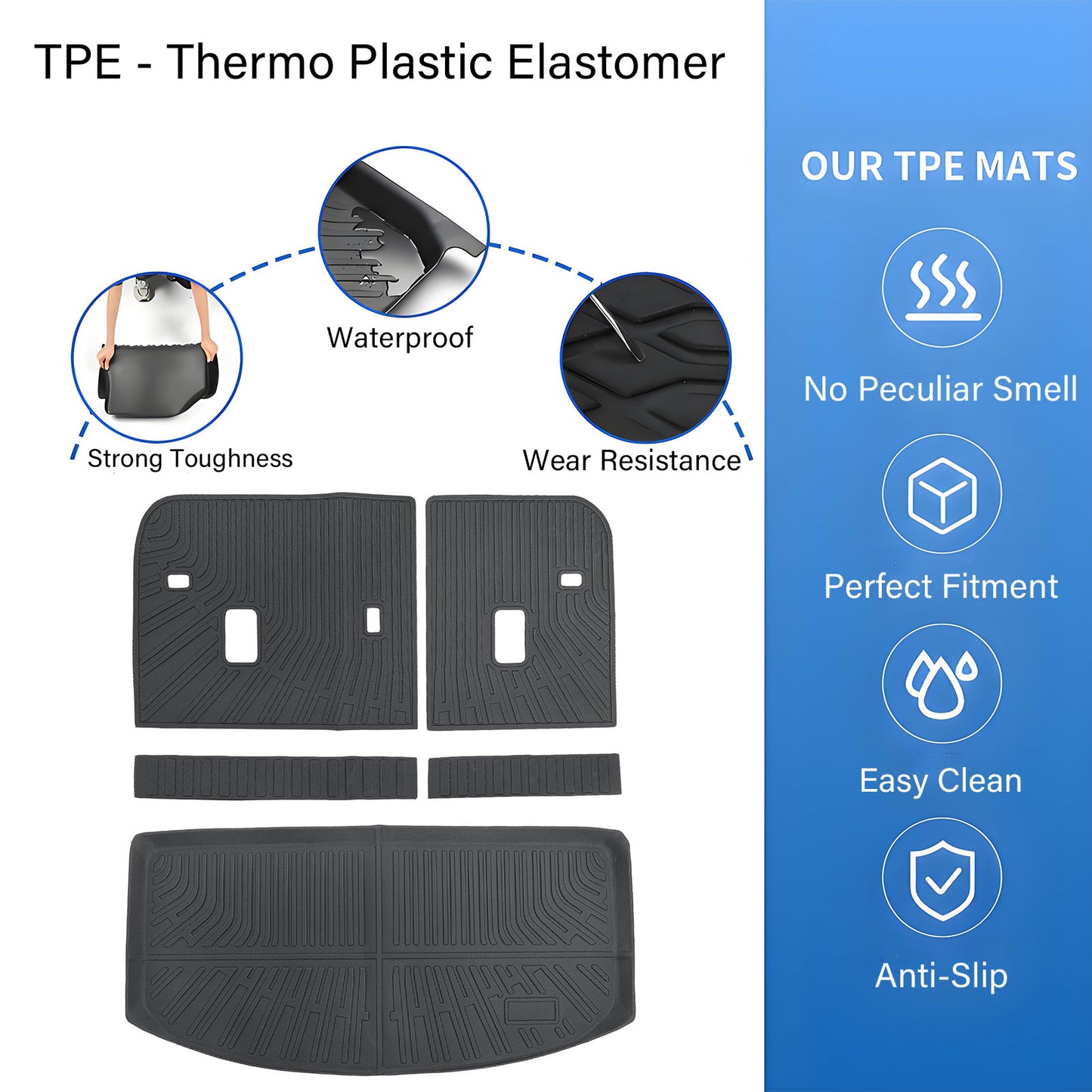 Trunk Cargo Liner & Backrest Mats 3Pcs For 2024-2025 Mazda CX-90 TPE All-Weather