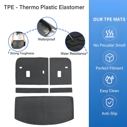 Trunk Cargo Liner & Backrest Mats 3Pcs For 2024-2025 Mazda CX-90 TPE All-Weather
