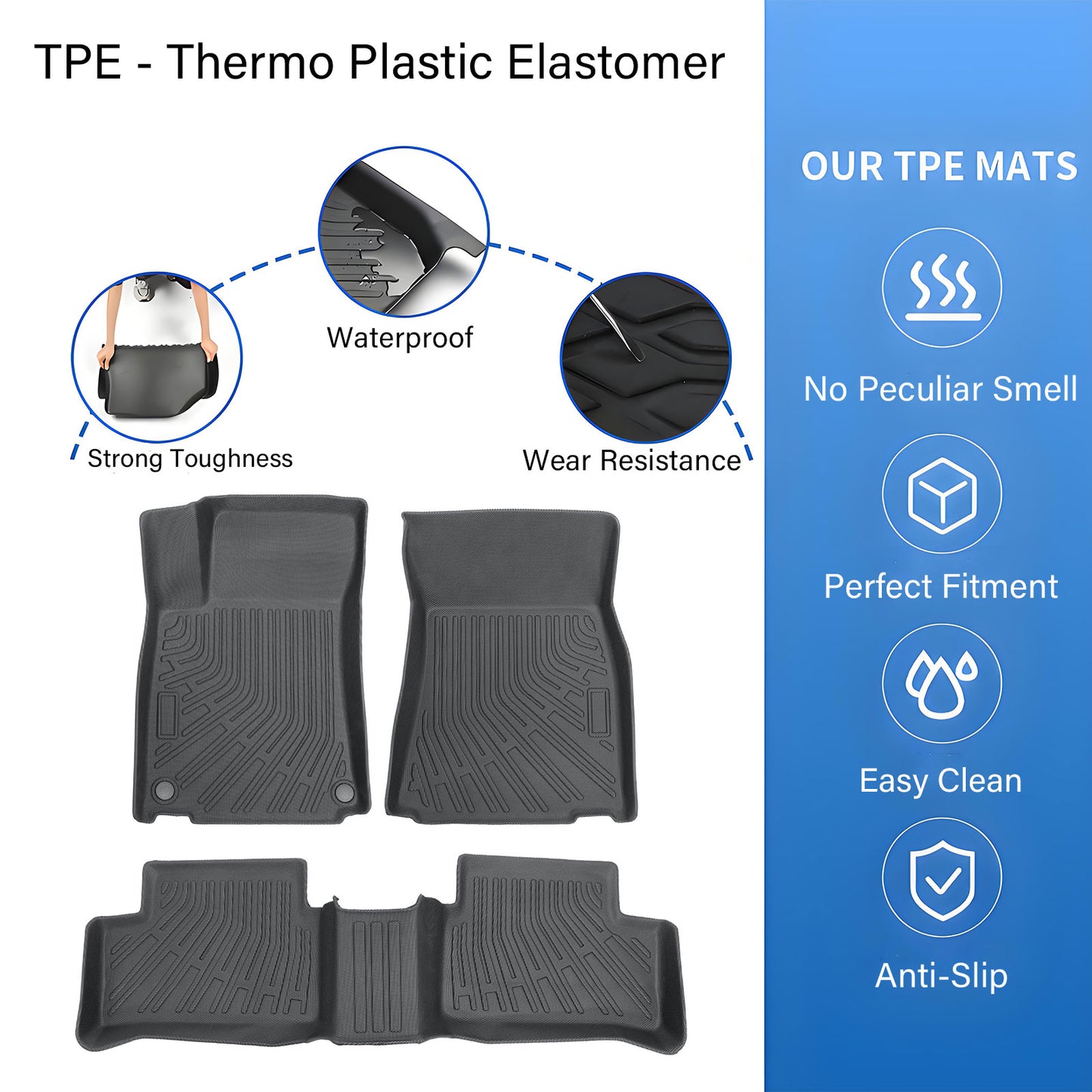 Floor Mats Liner 3D For Mercedes 2020-2024 Benz CLA / 2021-2024 GLA TPE 3PCS NEW