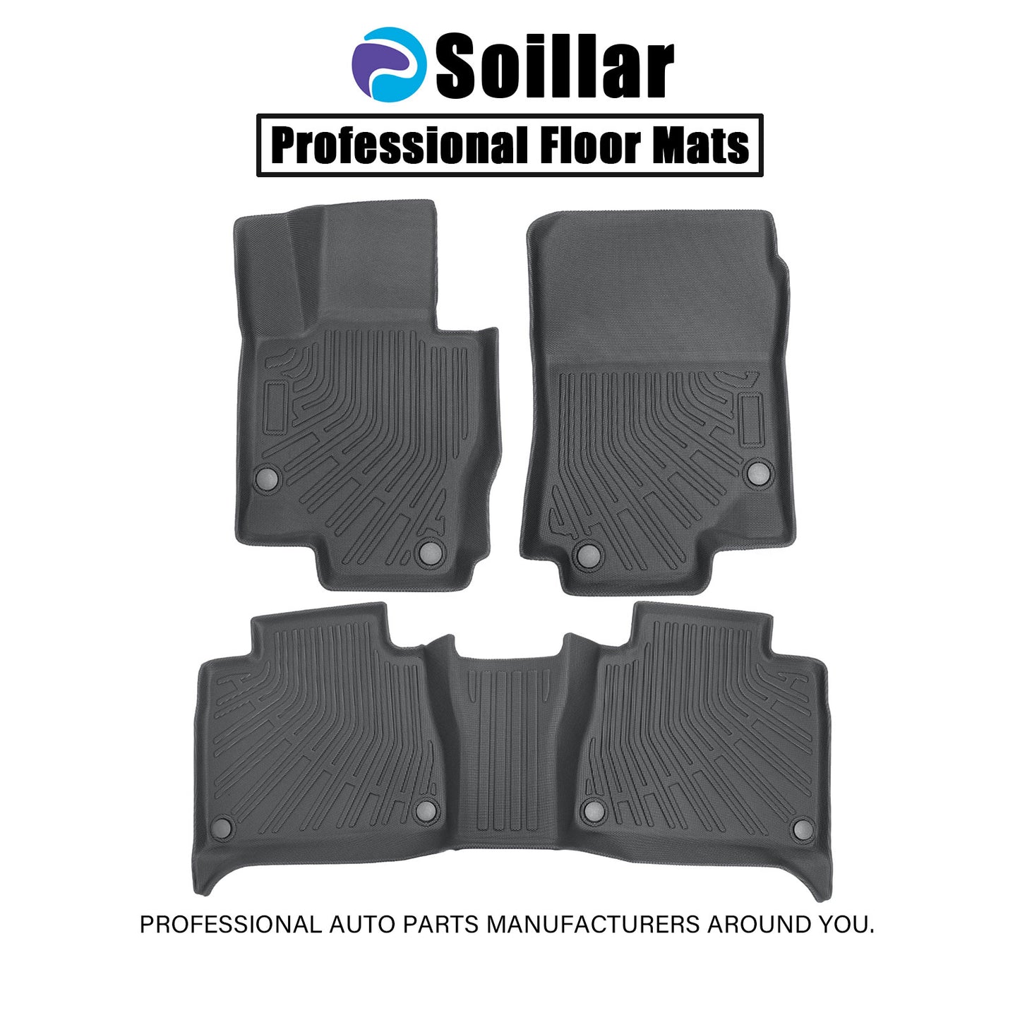 TPE Floor Mats For 2020-2025 Mercedes-Benz GLE-Class SUV Liners Set Black 3Pcs