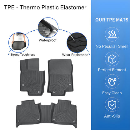 TPE Floor Mats For 2020-2025 Mercedes-Benz GLE-Class SUV Liners Set Black 3Pcs