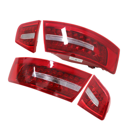 4pcs LH+RH Inner+Outer LED Tail Lights Rear Lamp For 2009-2011 Audi A6 C6 Sedan