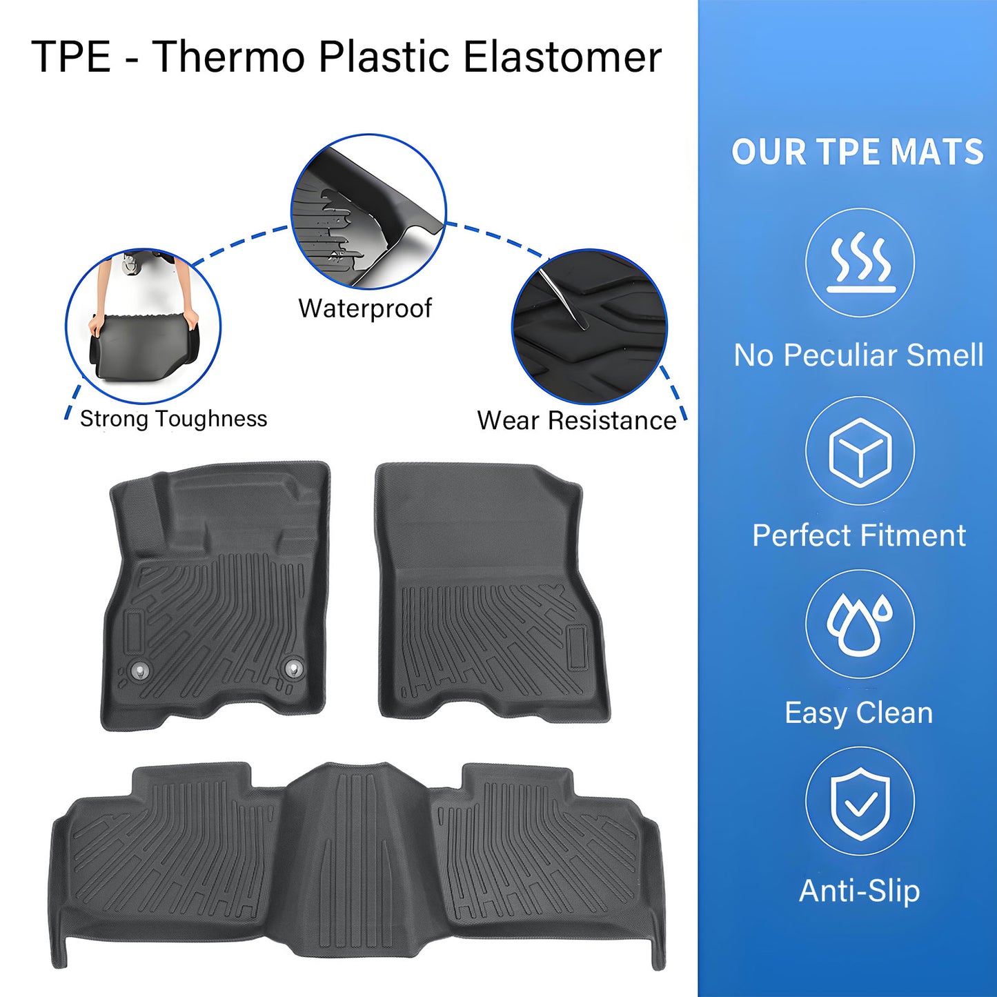 TPE Floor Mats Liner For 2011-2017 Nissan Leaf 4-Door Front-Rear All Weather