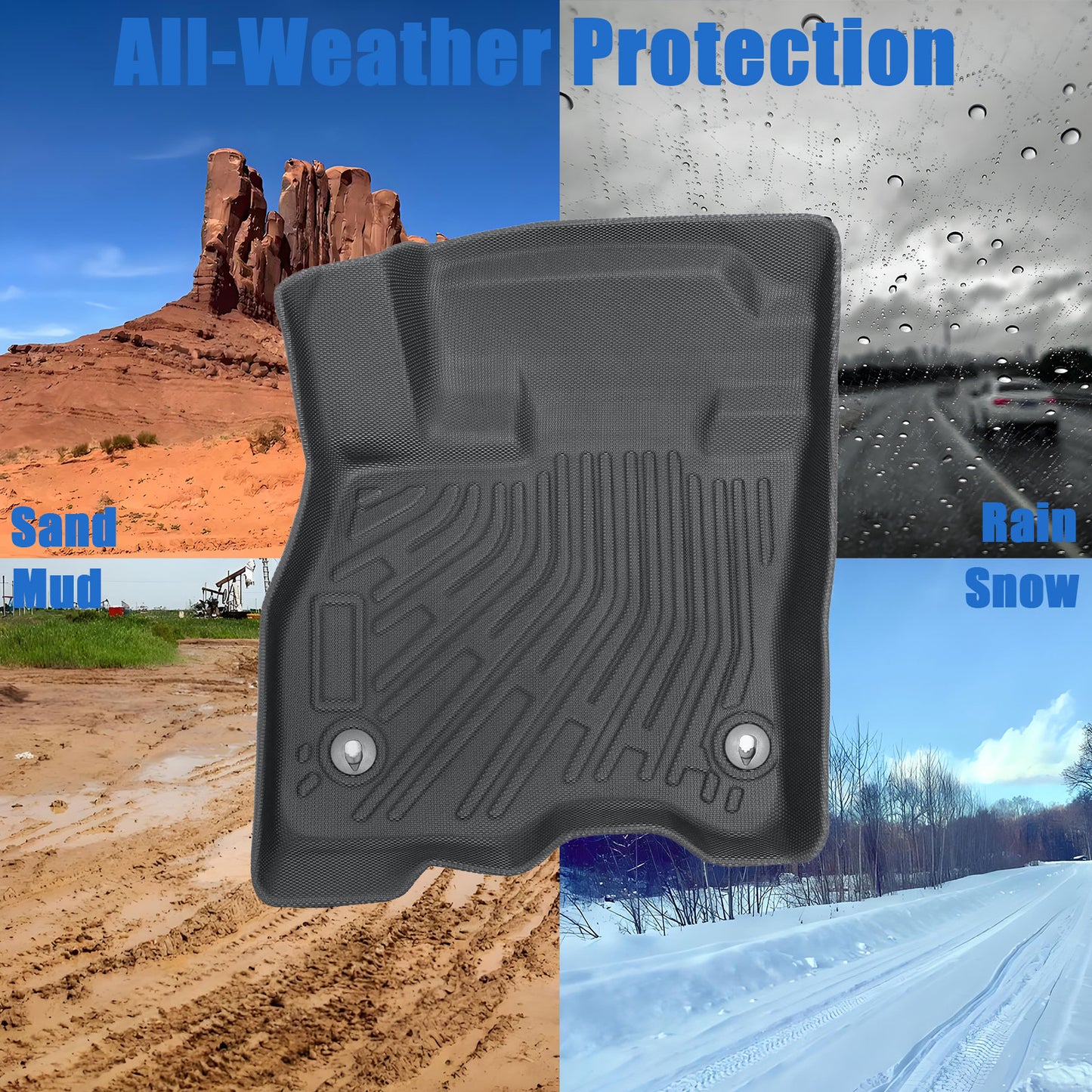 TPE Floor Mats Liner For 2011-2017 Nissan Leaf 4-Door Front-Rear All Weather