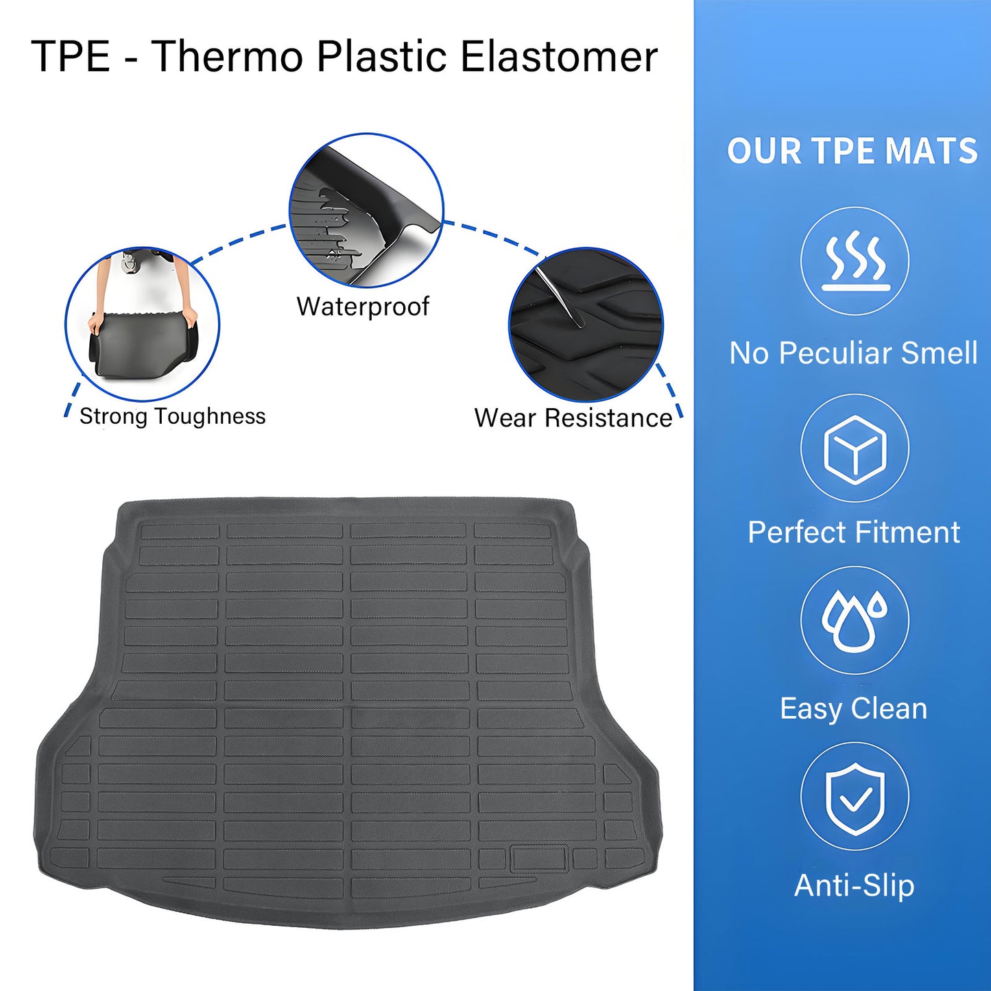 TPE Rear Cargo Trunk Liner Cover Floor Mat For 2014-2020 Nissan Rogue Waterproof