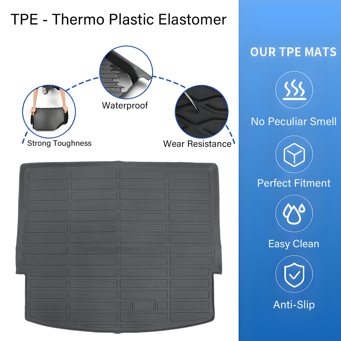 TPE Rear Cargo Trunk Liner Cover Floor Mat For 2021-2025 Nissan Rogue Waterproof