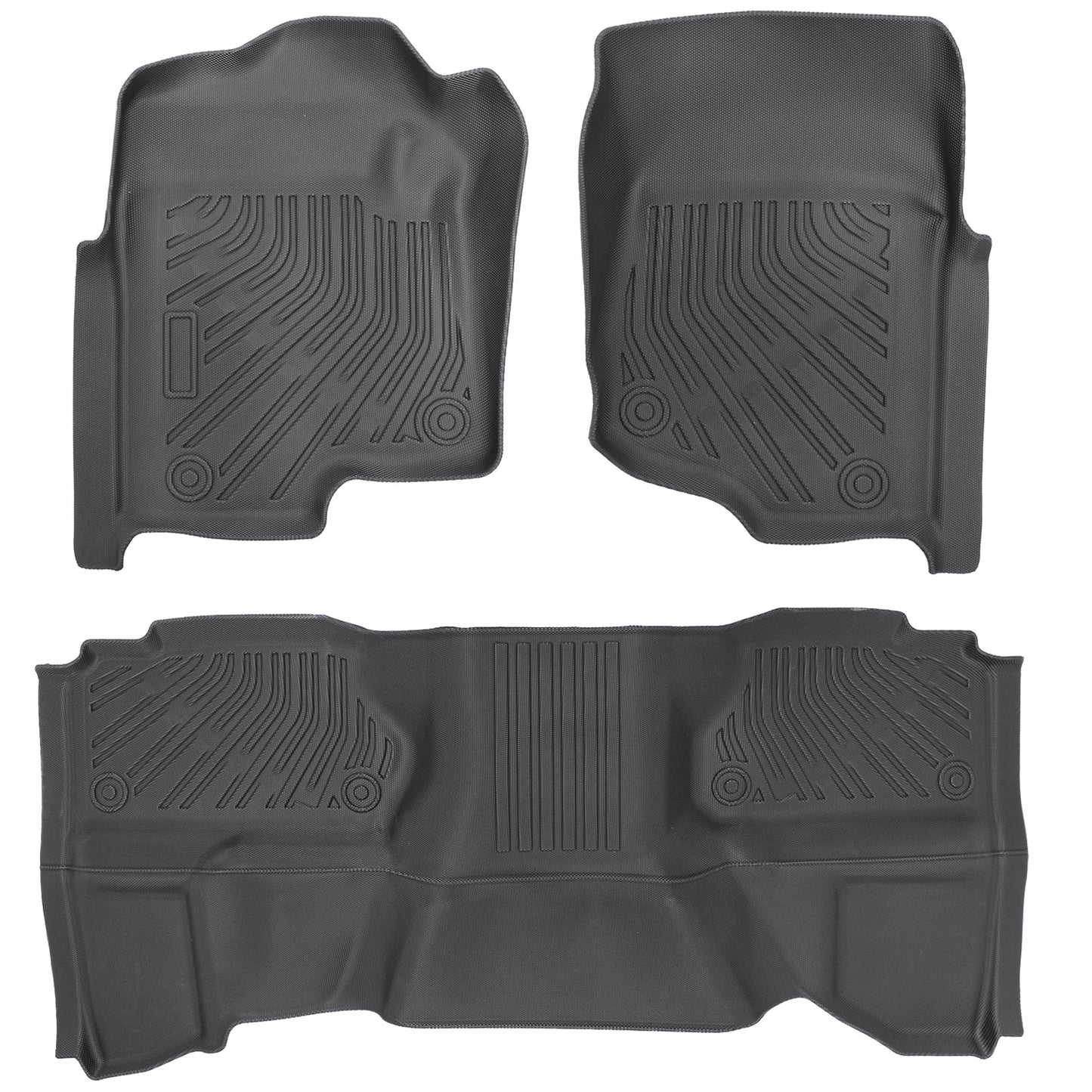2 Rows Floor Mats Liner Fits 2007-2013 Chevy Silverado GMC Sierra Double Cab TPE