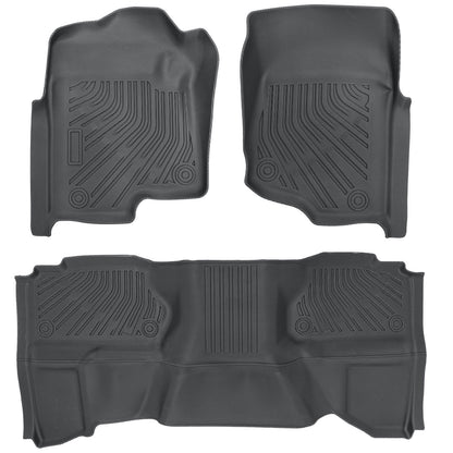 2 Rows Floor Mats Liner Fits 2007-2013 Chevy Silverado GMC Sierra Double Cab TPE