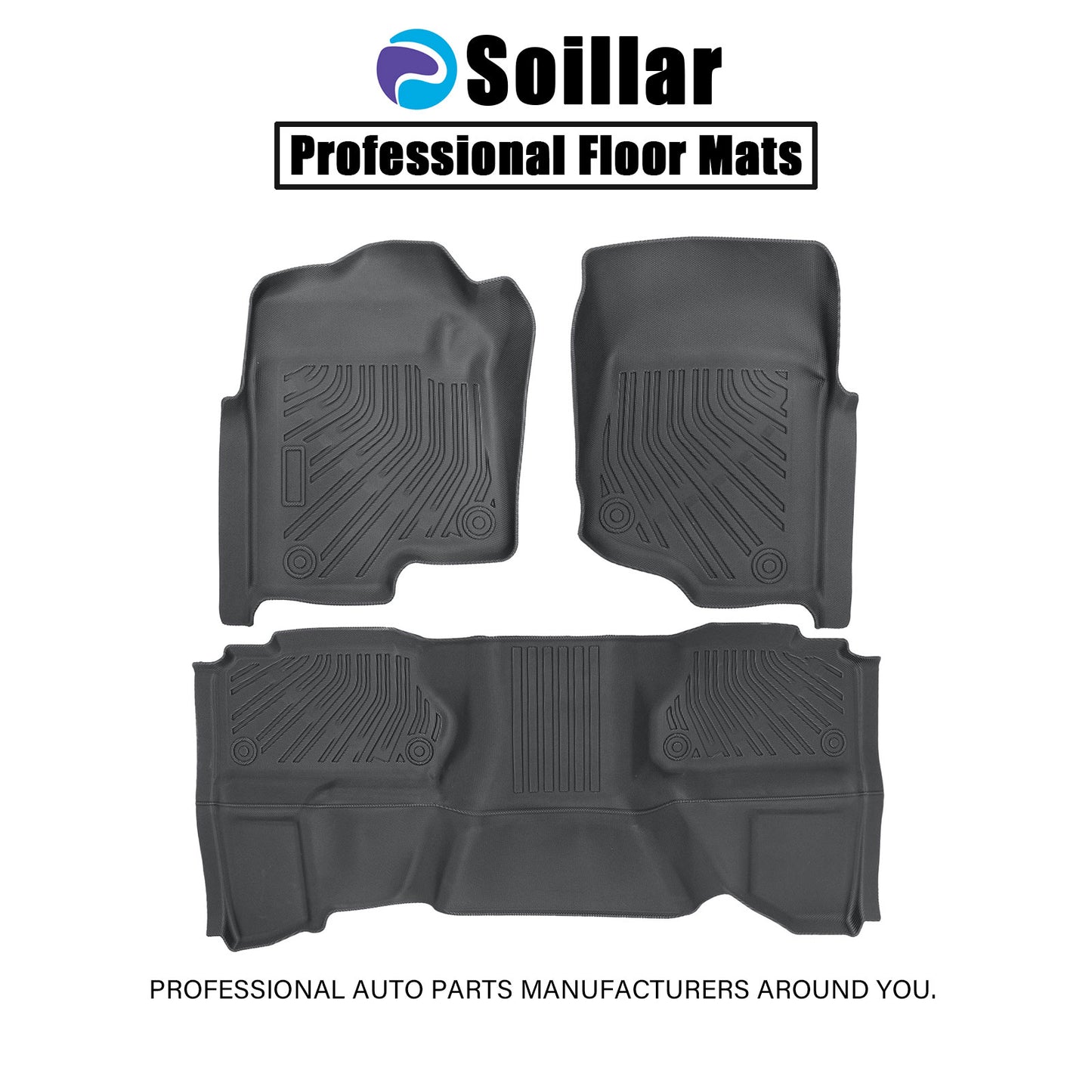 2 Rows Floor Mats Liner Fits 2007-2013 Chevy Silverado GMC Sierra Double Cab TPE