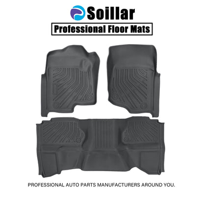 2 Rows Floor Mats Liner Fits 2007-2013 Chevy Silverado GMC Sierra Double Cab TPE