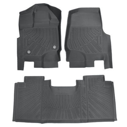 3Pcs For 2015-2025 Ford F-150 Super Cab Extended Cab TPE Floor Mats Liners Blk