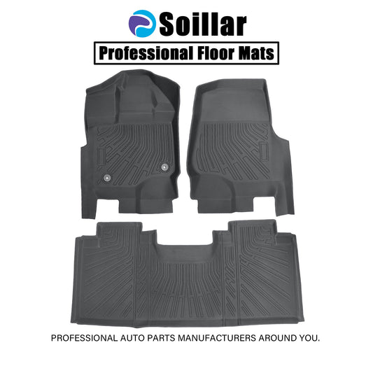 3Pcs For 2015-2025 Ford F-150 Super Cab Extended Cab TPE Floor Mats Liners Blk