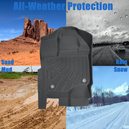 3Pcs For 2015-2025 Ford F-150 Super Cab Extended Cab TPE Floor Mats Liners Blk
