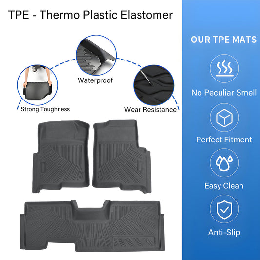 Floor Mats Liners For 2009-2014 Ford F-150 SuperCab Front & Rear All Weather TPE