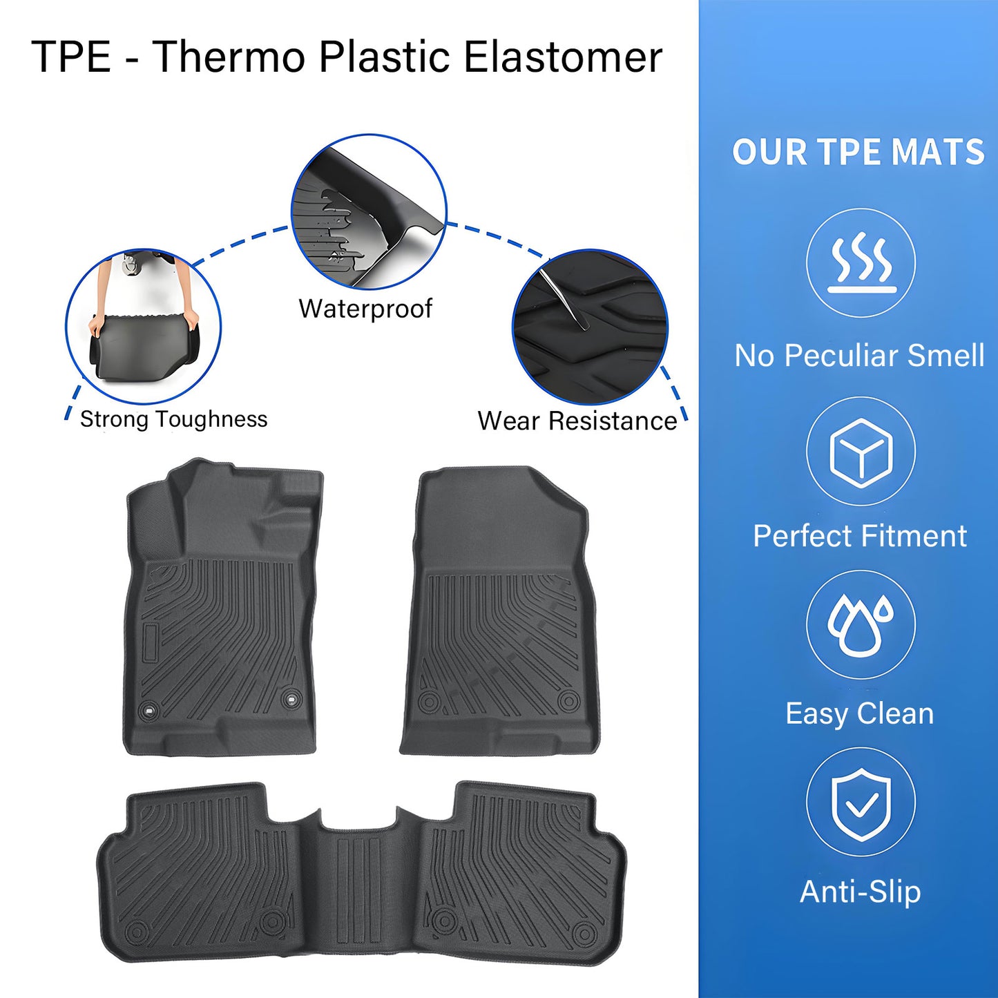 Floor Mats Liners For 2025-26 Honda Civic Hybrid Sedan/Hatchback All Weather TPE
