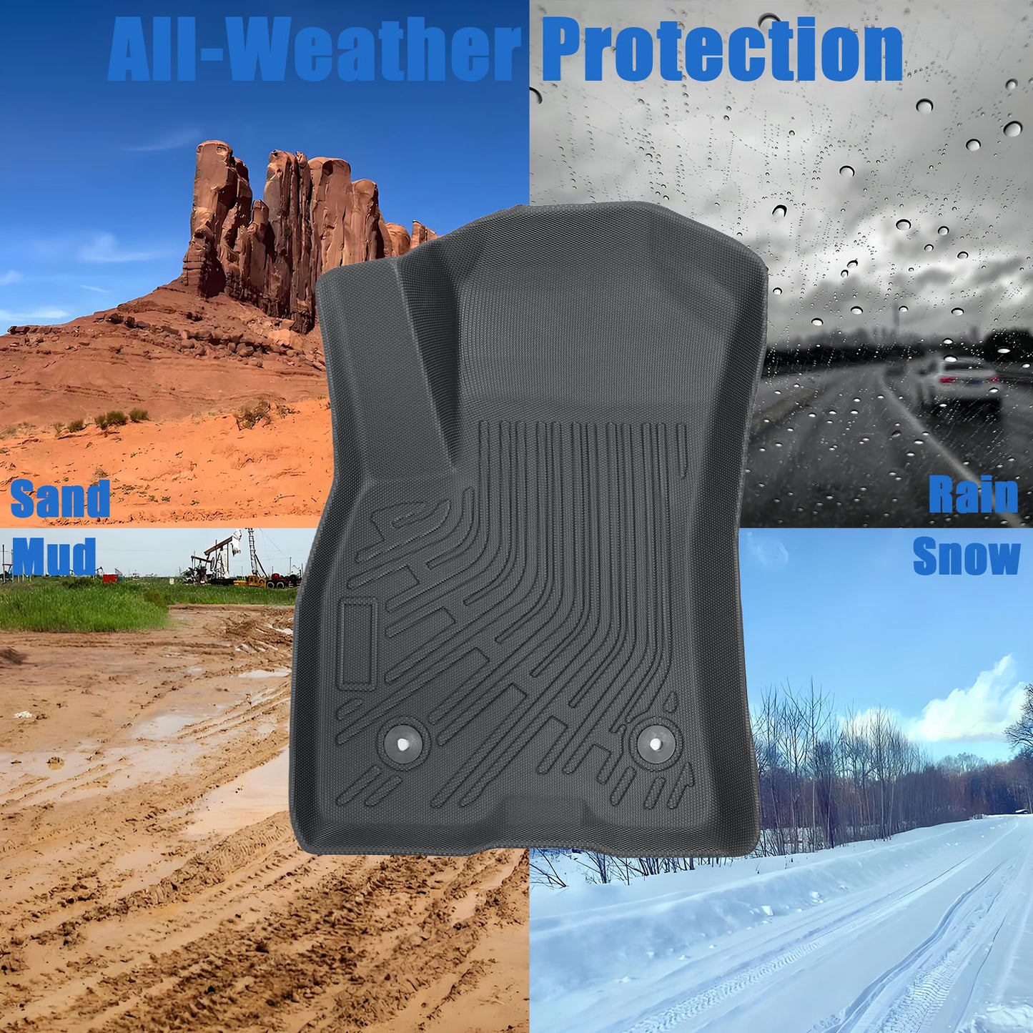 Floor Mats Liner TPE For 2015-2022 Dodge Ram ProMaster City Van 2Pcs All Weather
