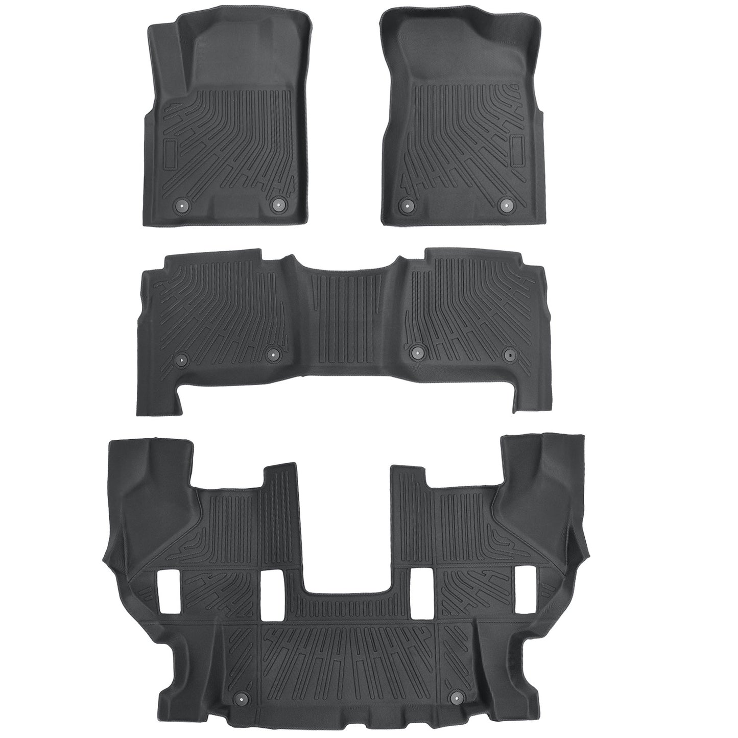 Floor Mats Liner TPE 3D Model For 2019-2024 Nissan Armada / Infiniti QX80 7Seats