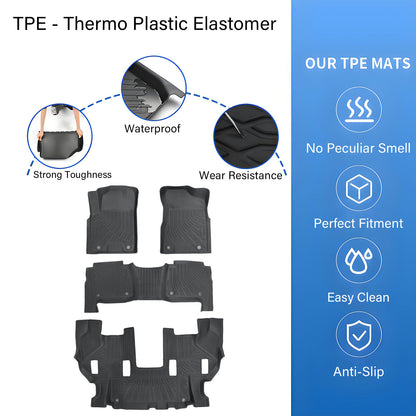 Floor Mats Liner TPE 3D Model For 2019-2024 Nissan Armada / Infiniti QX80 7Seats