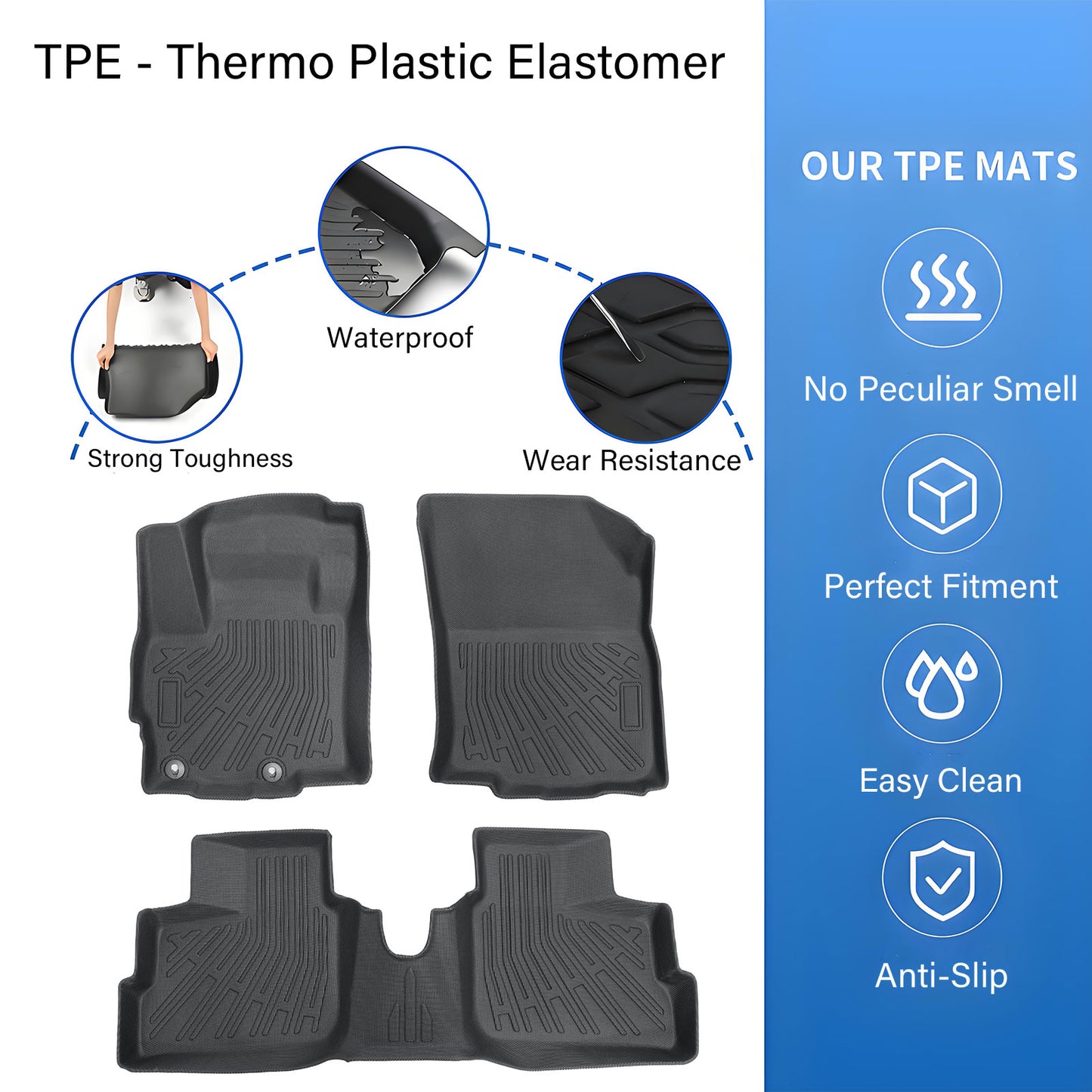 TPE Floor Mats Liner For 2014-2020 Mitsubishi Mirage Hatchback 4Door All Weather