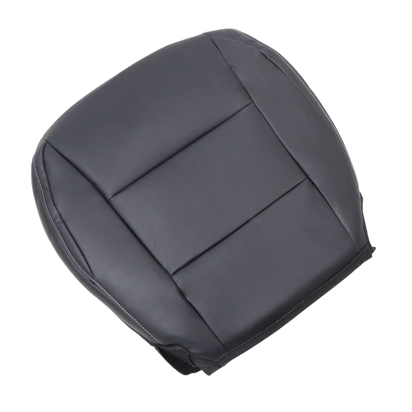 For 13-18 Toyota RAV4 Passenger Bottom Leather Seat Cover Black W/ White Stitch