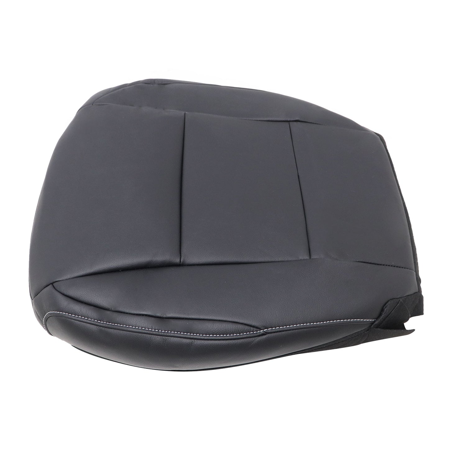 For 13-18 Toyota RAV4 Passenger Bottom Leather Seat Cover Black W/ White Stitch