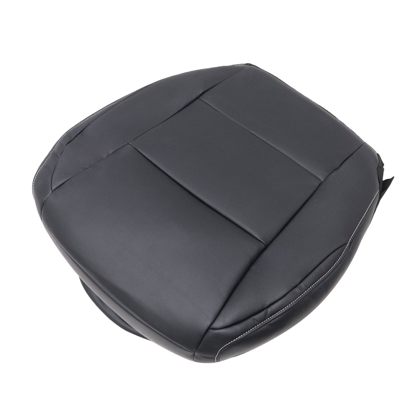 For 13-18 Toyota RAV4 Passenger Bottom Leather Seat Cover Black W/ White Stitch