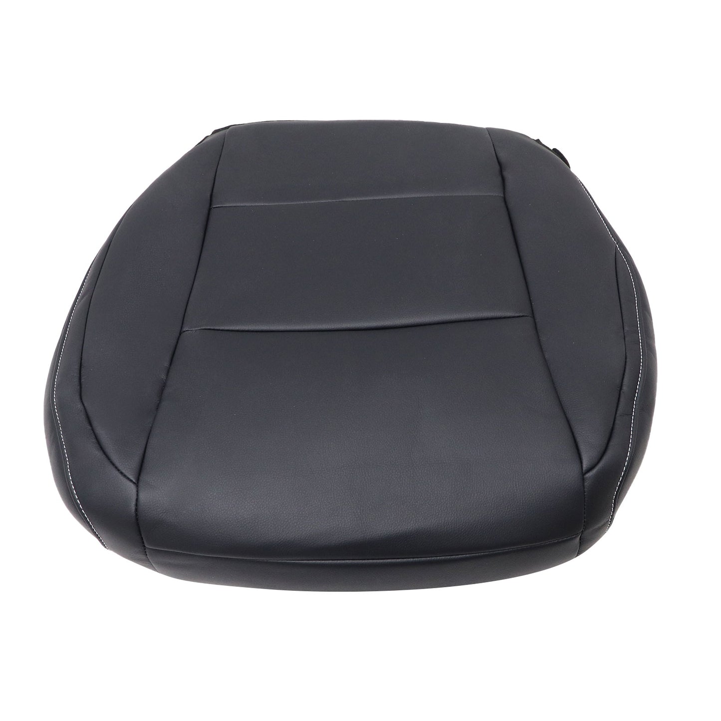 For 13-18 Toyota RAV4 Passenger Bottom Leather Seat Cover Black W/ White Stitch