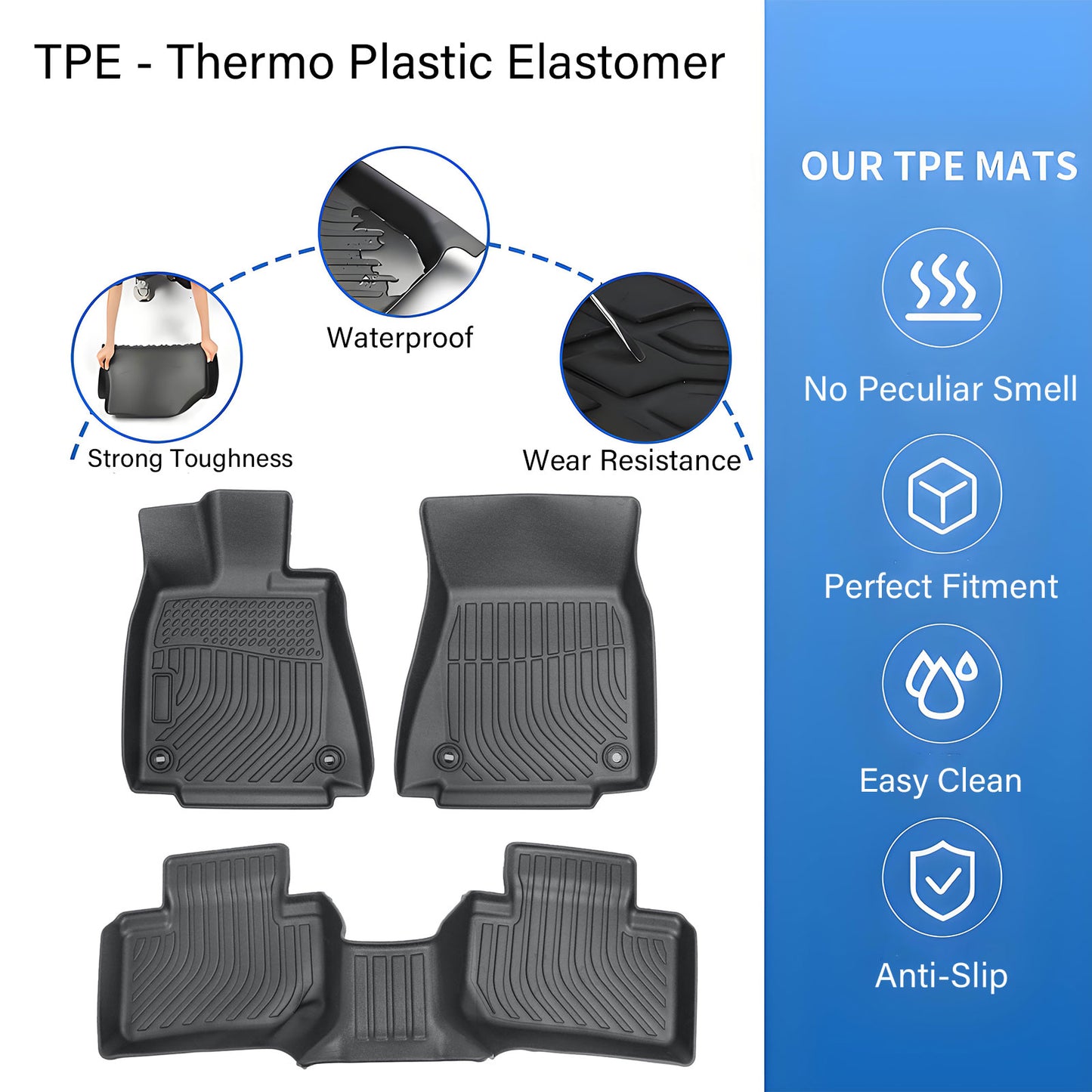 Floor Mats Liners Fits 2015-2024 Lexus IS200t/IS250/IS300/IS350 RWD 3D Model TPE