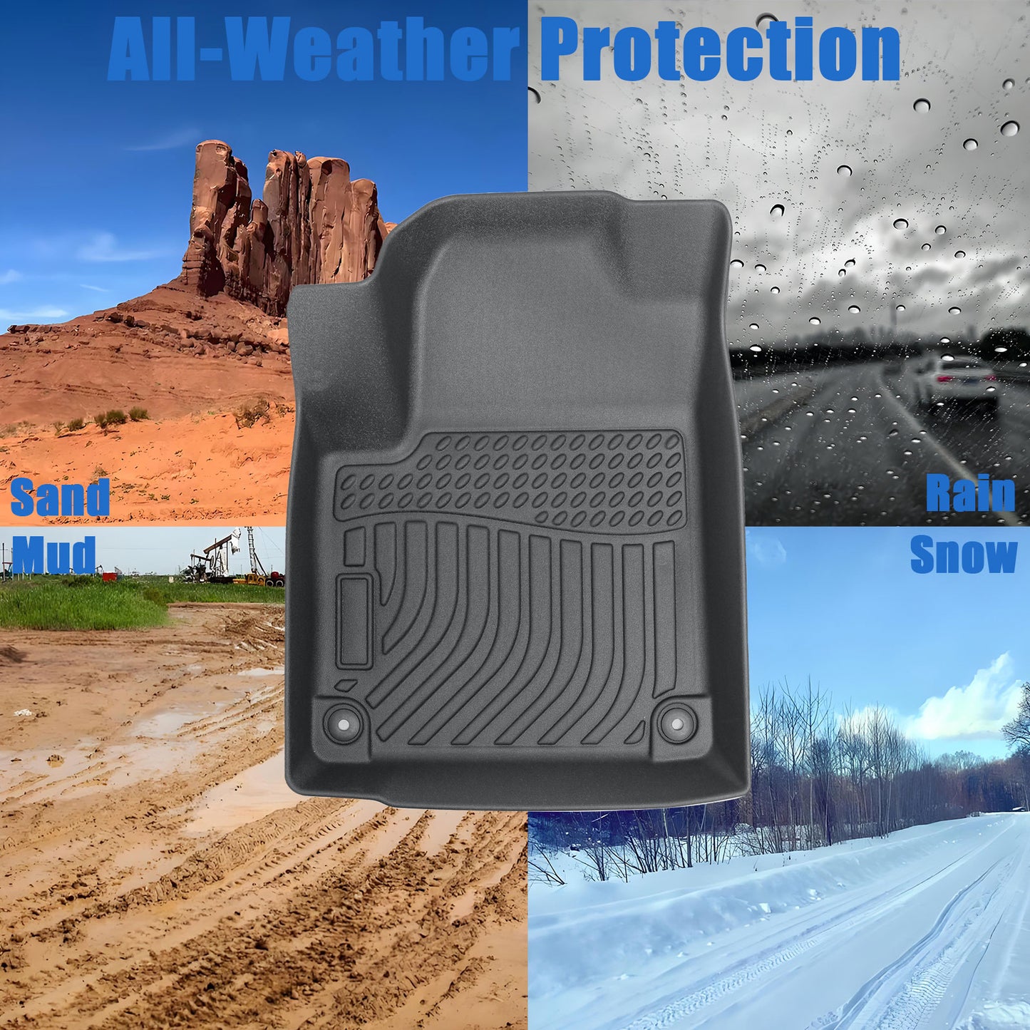 Floor Mats Liner For 2015-2023 Jeep Cherokee 4-Door Front-Rear All Weather TPE